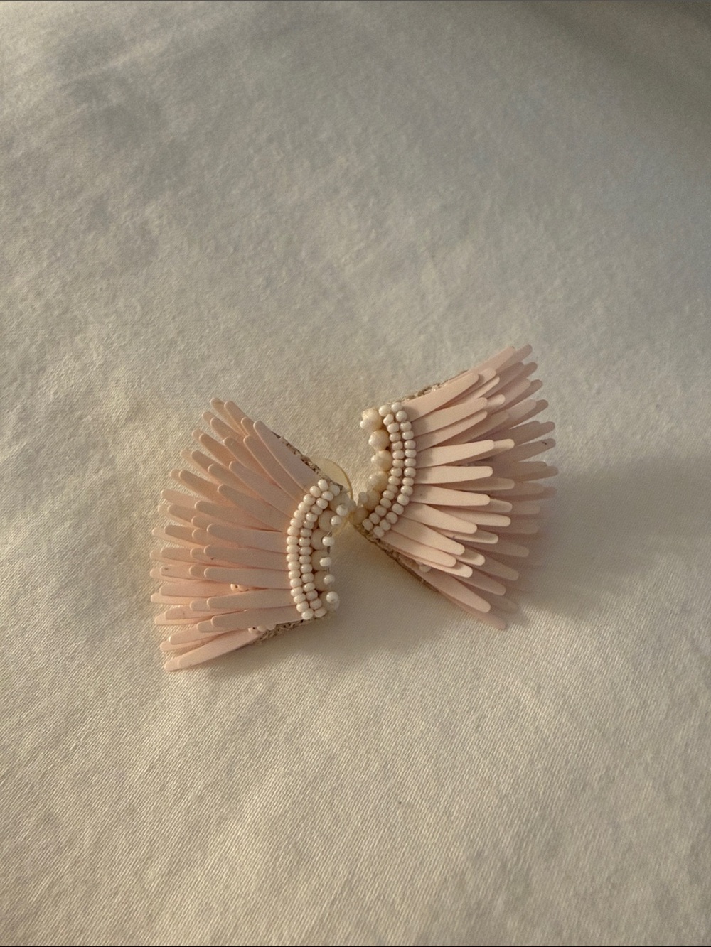 Mignonne Gavigan Mini Madeline Pale Pink Beaded Fan Earrings